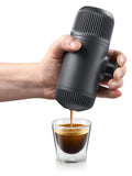 Wacaco Nanopresso Portable Espresso Maker, 18 Bar Manual Pressure, Travel Coffee Machine, Ground Coffee Compatible, No Electricity Needed, Black