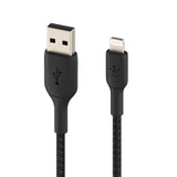 كابل شحن سريع من بيلكين، من نوع USB-A إلى Lightning، مضفر، بطول 0.15 متر - أسود