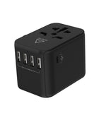 محول سفر عالمي من أدونيت 4A1C - شاحن جداري دولي بتقنية الشحن السريع 30 واط (4 منافذ USB-A + منفذ USB-C واحد) - أسود