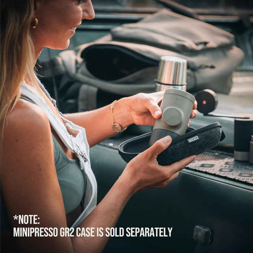 Wacaco MINIPRESSO GR2 - Portable Espresso Machine for Ground Coffee, Eco-Friendly, Made Using Biomass, 18 Bar Powerful Extraction, Ultra Light Weight, Integrated Water Tank System