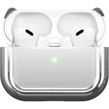 Arc Pulse Compatible with AirPods Pro Case (2024), Minimalist Protective Shock Absorption Aluminum Shells + Elastomer Inlays, Slide-On Fit Charging Case Cover - Silver
