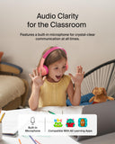 Belkin SoundForm Mini Wireless Kids Headphones, 85dB Volume Limit, Bluetooth, Built-In Microphone, 30-Hour Battery Life, USB-C Charging, Pink