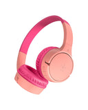 Belkin SoundForm Mini Wireless Kids Headphones, 85dB Volume Limit, Bluetooth, Built-In Microphone, 30-Hour Battery Life, USB-C Charging, Pink