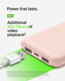 Belkin BoostCharge Power Bank 10K mAh - 15W Quick Charge 2xUSB-C, 2xUSB-A ports for Apple iPhone 12/11 Pro Max/12/11 Pro/12 Mini/12/11/XR/XS/X Max/8/8 Plus iPad Pro/iPad Mini - Rosegold
