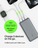 باور بانك بيلكين 20 كيلو أوم 15 واط، منفذ USB-C للإدخال، منفذ USB-A للإخراج، لون رمادي فلكي