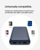 Belkin BOOSTCHARGE 20K Power Bank - Fast Charge 3 Ports (USB-C 1x, USB-A 2x) for Apple iPhone 14/13/12/11/XR/XS/X/8/7/6 Pro Max Plus Mini, iPad Pro/Air/Mini, Airpods & other USB-C Devices - Blue