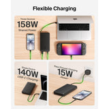 Belkin UltraCharge Pro Laptop Power Bank 25K | 158W Shared Output, Fast Charge Integrated 140W USB-C Cable, Digital Display, for MacBooks, Laptops, Tablets, SmartPhones, USB-C Devices, Black