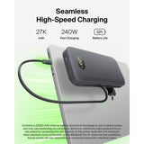 Belkin UltraCharge Pro Laptop Power Bank 25K | 158W Shared Output, Fast Charge Integrated 140W USB-C Cable, Digital Display, for MacBooks, Laptops, Tablets, SmartPhones, USB-C Devices, Charcoal