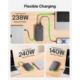 Belkin UltraCharge Pro Laptop Power Bank 25K | 158W Shared Output, Fast Charge Integrated 140W USB-C Cable, Digital Display, for MacBooks, Laptops, Tablets, SmartPhones, USB-C Devices, Charcoal