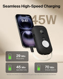 Belkin BoostCharge Pro 10000mAh Power Bank with Apple Watch Charger, Portable Charger with Integrated Braided USB C Cable and Digital Display, 45W, Battery Pack for Charging 3-Devices - Black