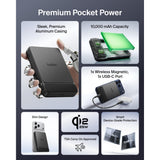 Belkin UltraCharge Slim Magnetic Power Bank 10K | Qi2 25W Wireless Charging, 30W USB-C Port, Digital Display, for iPhone 18/17/16/15/14/13/12, Samsung Phones w/ Magnetic Case, Black