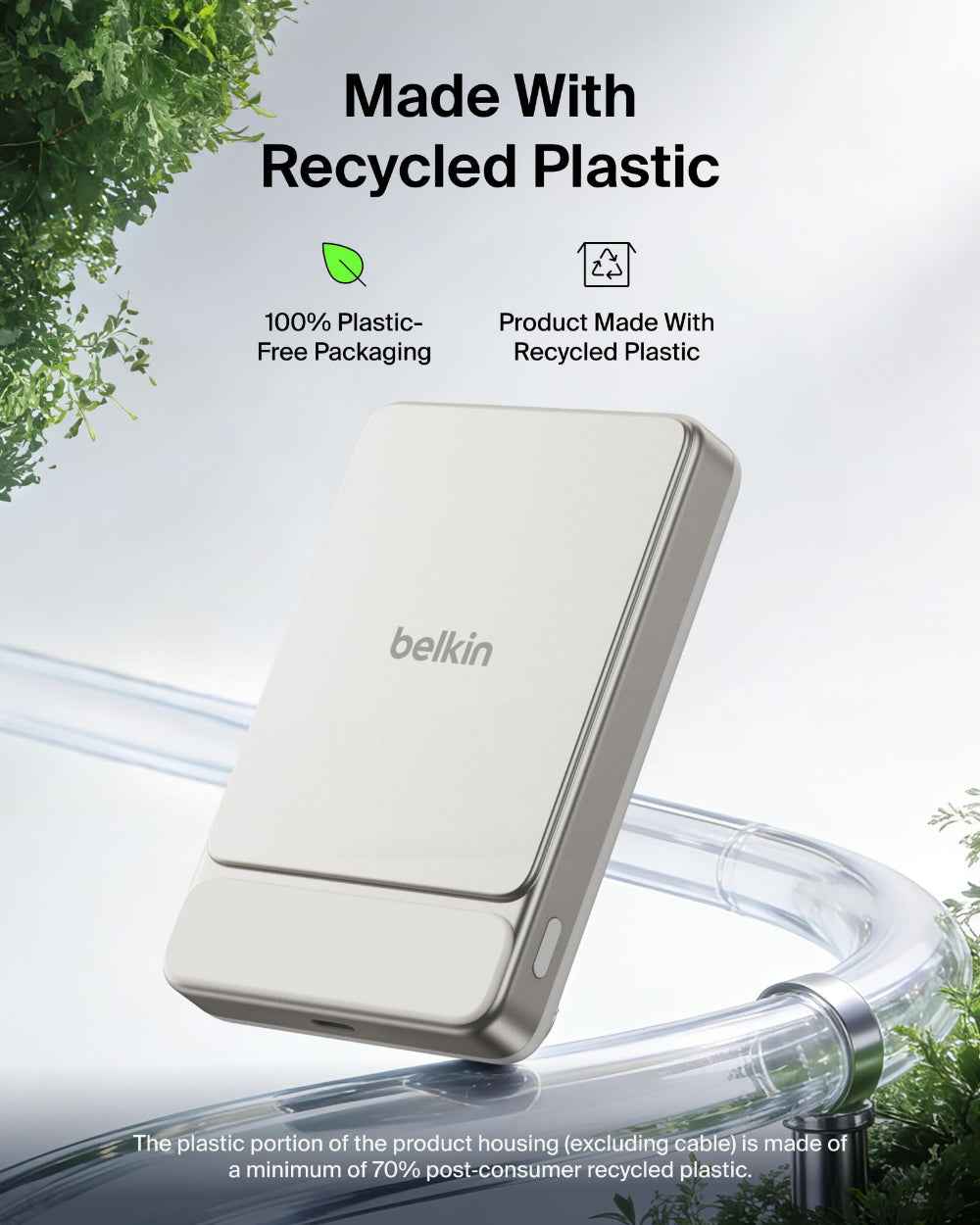 Belkin UltraCharge Slim Magnetic Power Bank 10K | Qi2 25W Wireless Charging, 30W USB-C Port, Digital Display, for iPhone 18/17/16/15/14/13/12, Samsung Phones w/ Magnetic Case, Sand