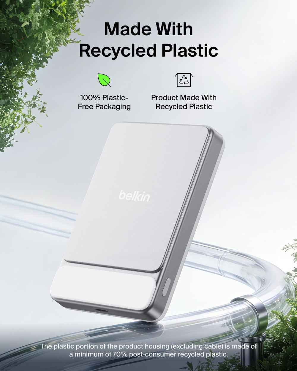 Belkin UltraCharge Slim Magnetic Power Bank 10K | Qi2 25W Wireless Charging, 30W USB-C Port, Digital Display, for iPhone 18/17/16/15/14/13/12, Samsung Phones w/ Magnetic Case, White