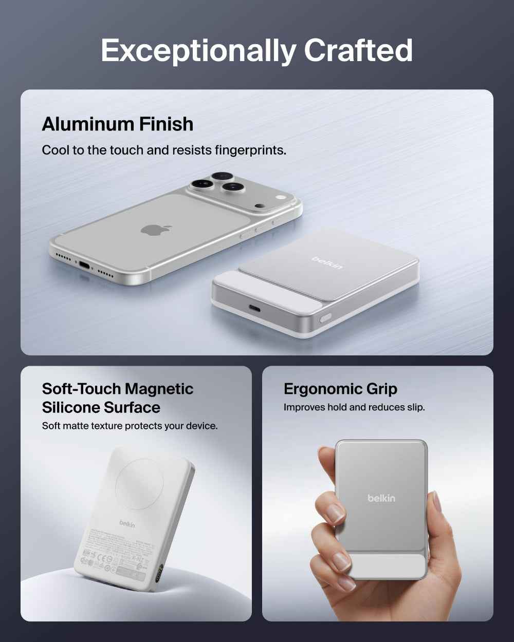 Belkin UltraCharge Slim Magnetic Power Bank 10K | Qi2 25W Wireless Charging, 30W USB-C Port, Digital Display, for iPhone 18/17/16/15/14/13/12, Samsung Phones w/ Magnetic Case, White