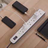Belkin 6-Way Surge Protection Strip with 2 Meters Power Cord - Heavy Duty Electrical Extension Socket, 14AWG capacity with On/Off Switch, for 6 Devices, Anti-Surge / Anti-Fluctuation - White