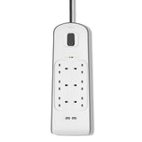 BELKIN 6-outlet Surge Protection Strip (2M)| Protective Power Extension Cord Up to 650 Joules, Anti-Power Spikes & Voltage Fluctuations, 2x 2.4 Amp USB-A Charging