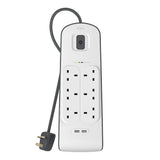 BELKIN 6-outlet Surge Protection Strip (2M)| Protective Power Extension Cord Up to 650 Joules, Anti-Power Spikes & Voltage Fluctuations, 2x 2.4 Amp USB-A Charging