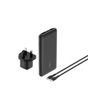Belkin Travel Kit 3 Power Bundle, 10000mAh Power Bank + 25W Wall Charger + USB-C Cable + Travel Zipper Pouch, for Travel and Leisure, Black