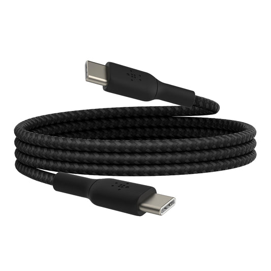 كابل شحن سريع من بيلكين، من نوع USB-C إلى USB-C، مضفر، بطول متر واحد - أسود
