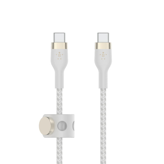Belkin BoostCharge Pro Flex Braided USB-C to USB-C Charge & Sync Cable 1M| Fast Charge Power Delivery, Heavy Duty, for Apple MacBook Air/Pro, iPad Pro/Air/Mini, Samsung Galaxy S23/22 Ultra - White