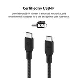 Belkin BoostCharge USB-C to USB-C Braided Cable (3M) 100 Watts - Ultra Fast Charging & Data Cable, USB2.0, 100W PD, USB-IF Certified, for Apple MacBooks, iPad, Windows Laptops, Chromebook -Black