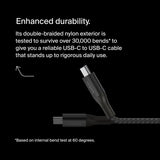 Belkin BoostCharge USB-C to USB-C Cable 240W 1M| Ultra Fast Charge Power Delivery, Heavy Duty Braided Nylon, for Apple MacBook Air/Pro, iPad Pro/Air/Mini, Samsung, HP, Dell Laptops and More - Black