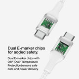 Belkin BoostCharge USB-C to USB-C Cable 240W 2M| Ultra Fast Charge Power Delivery, Heavy Duty Braided Nylon, for Apple MacBook Air/Pro, iPad Pro/Air/Mini, Samsung, HP, Dell Laptops and More - White