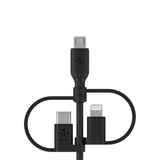 Belkin BoostCharge Universal 3-in-1 Cable 15W (USB-A cable with USB-C, Micro-USB and Lightning connectors) 1M| Universal Charge & Sync Cable, for Apple iOS, Android, and Micro USB devices - Black