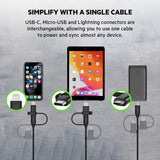 Belkin BoostCharge Universal 3-in-1 Cable 15W (USB-A cable with USB-C, Micro-USB and Lightning connectors) 1M| Universal Charge & Sync Cable, for Apple iOS, Android, and Micro USB devices - Black