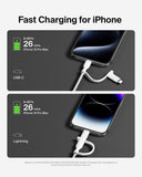BELKIN BoostCharge Pro 2-in-1 Cable(1.5m)| USB-C + Lightning Connector, Strong Braided Nylon, Ideal for iPhone 16/15/14/13/12/11/x/8, iPad/iPad Pro, Airpods, Samsung, Android devices and more - White