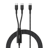 Belkin BoostCharge Pro 2-in-1 USB C to USB C Charger Cable 140W, Braided Dual Charging Cable - Fast-Charging Combo Cord with Smart Power Sharing for MacBook, iPhone, iPad, Samsung, Pixel, etc - Black