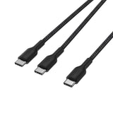 Belkin BoostCharge Pro 2-in-1 USB C to USB C Charger Cable 140W, Braided Dual Charging Cable - Fast-Charging Combo Cord with Smart Power Sharing for MacBook, iPhone, iPad, Samsung, Pixel, etc - Black
