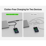 Belkin BoostCharge Pro 2-in-1 USB C to USB C Charger Cable 140W, Braided Dual Charging Cable - Fast-Charging Combo Cord with Smart Power Sharing for MacBook, iPhone, iPad, Samsung, Pixel, etc - Black