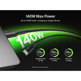 Belkin BoostCharge Pro 2-in-1 USB C to USB C Charger Cable 140W, Braided Dual Charging Cable - Fast-Charging Combo Cord with Smart Power Sharing for MacBook, iPhone, iPad, Samsung, Pixel, etc - Black