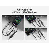 Belkin BoostCharge Pro 2-in-1 USB C to USB C Charger Cable 140W, Braided Dual Charging Cable - Fast-Charging Combo Cord with Smart Power Sharing for MacBook, iPhone, iPad, Samsung, Pixel, etc - Black