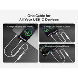 Belkin BoostCharge Pro 2-in-1 USB C to USB C Charger Cable 140W, Braided Dual Charging Cable - Fast-Charging Combo Cord with Smart Power Sharing for MacBook, iPhone, iPad, Samsung, Pixel, etc - White