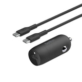 Belkin Boost?Charge 30W Fast Car Charger, Compact Design w/USB-C Power Delivery Port, USB-C to Lightning Cable Included, Universal Compatibility for iPhone 14 Series, iPad, and More - Black