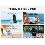 Belkin Stage Powergrip, Magnetic Wireless Charging Camera Grip 9300mAh, Power Bank w/Retractable USB C Cable, Bluetooth, Tripod Attachment, LCD Screen, Portable Charger for iPhone, Google Pixel, etc. - Blue