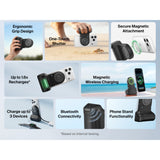 Belkin Stage Powergrip, Magnetic Wireless Charging Camera Grip 9300mAh, Power Bank w/Retractable USB C Cable, Bluetooth, Tripod Attachment, LCD Screen, Portable Charger for iPhone, Google Pixel, etc. - Gray