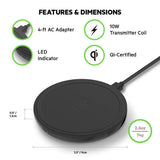 Belkin - Boost Up Wireless Charging Pad 10W with 1.2 m cable and AC adapter - Black