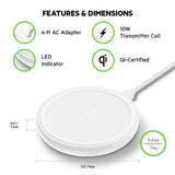 Belkin - Boost Up Wireless Charging Pad 10W with 1.2 m cable and AC adapter - White