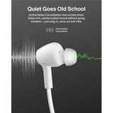 Belkin SoundForm ANC Wired USB-C Earbuds, Active Noise Cancellation, Hi-Res Audio, Built-In Microphone, IPX5 Water Resistant, White