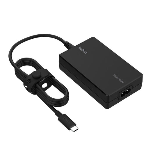 Belkin Connect 100W USB-C Core GaN Power Adapter, Fast-Charging Adapter w/ Universal USB-C Compatibility, 100W Power Delivery, 8ft Power Cable for Gaming, MacBook Pro, PC Laptops, Chromebook - Black