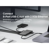Belkin Multiport Hub8In1 C To (2 Usba 1 Usbc 1 Usbc Pd 1 Ethrnt 1 Hdmi 1 Micro Sd 1 Sd) Space Grey
