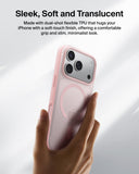 جراب بيلكين ذو الغطاء المانع للانزلاق لهاتف آيفون 17 برو، لون وردي شفاف