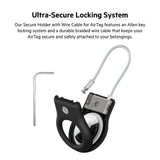 Belkin AirTag Case with Wire Cable, Secure Holder Protective Cover for Air Tag with Scratch Resistance, Alln Key Locking System for Bag, Backpack, Luggage, Car Keys, 50Kg Strength - Black