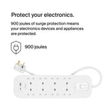 Belkin 8-Outlet Surge Protector w/ Charging Ports 18W| 2meters Cable Length, 900 Joules Protection, PD Fast Charge 1x USB/C 1x USB-A, Heavy Duty Chord, w/ Switch & LED Indicator, - UK 3-Pin