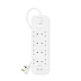 Belkin 8-Outlet Surge Protector w/ Dual USB-C Ports 30W| 2meters Cable Length, 900 Joules Protection, PD Fast Charge, Heavy Duty Chord, w/ Switch & LED Indicator, - UK 3-Pin