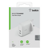 Belkin BOOSTCHARGE Dual USB-C PD Wall Charger 40W | UK 3-pin Type-C Home Power Adapter, 2 Ports Fast Charge for Apple iPhone 13/12 Pro Max Mini, iPad Pro/Air/Mini, Google Pixel, Samsung