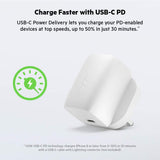 Belkin BOOST CHARGE PRO USB-C GaN Wall Charger 60 Watts - Charger for Apple iPhone 12/11 Pro Max/12/11 Pro/12/12 Mini/XR/XS Max/8/8 Plus, iPad/iPad Pro, MacBook Air/Pro & other USB-C Devices - White